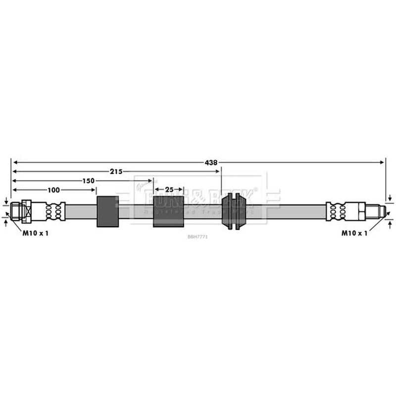 Borg & Beck Brake Hydraulic Hose Line Front Right BBH7771