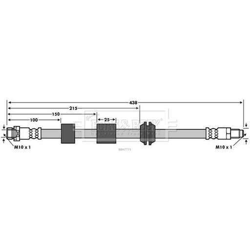 Borg & Beck Brake Hydraulic Hose Line Front Right BBH7771