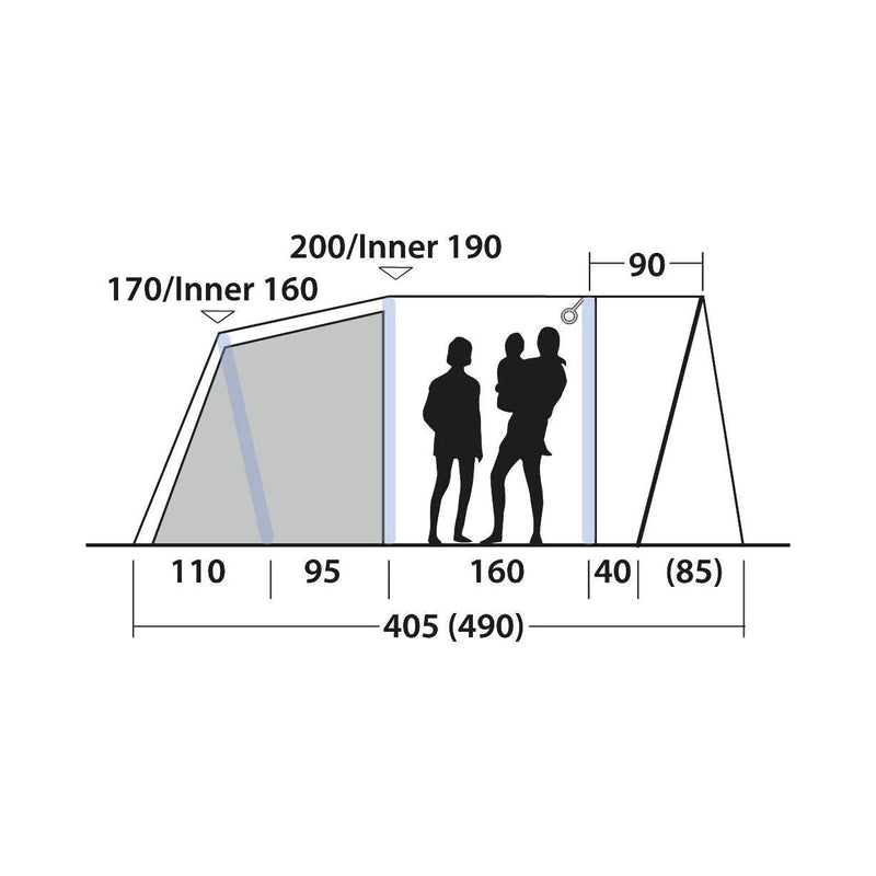 Outwell Sunhill 3 Berth Air Tent Two Room Tunnel Inflatable Tent Outwell - Dynamic Drive