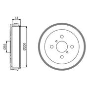 Bosch 2 x Brake Drums fits Toyota Yaris/Vitz 2001-2005 1.0 1.3 1.4