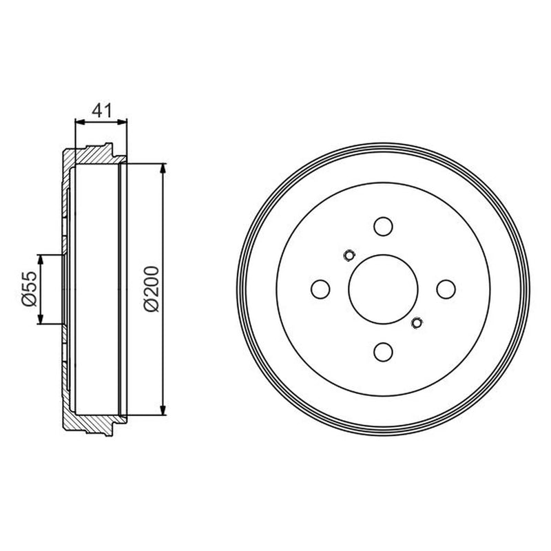 Bosch 2 x Brake Drums fits Toyota Yaris/Vitz 2001-2005 1.0 1.3 1.4
