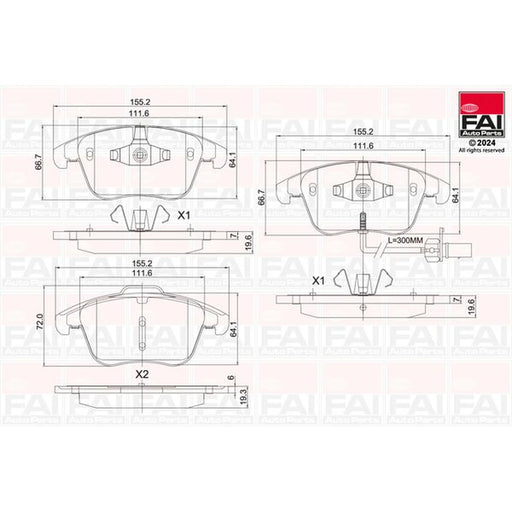 FAI Front Brake Pad Set fits Audi A4 Allroad B8 2009-2016 2.0