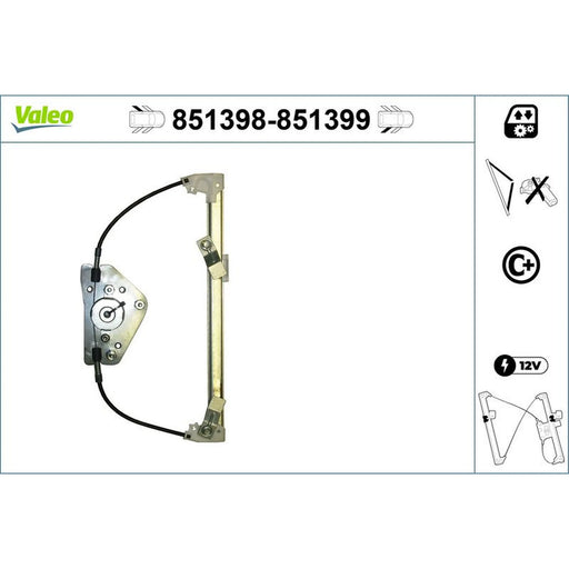 Valeo Electric Window Regulator Lifter Right Rear 851399