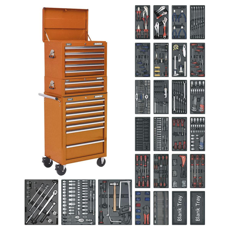 Tool Chest Combination 14 Drawer with 1179pc Tool Kit - Orange Sealey - NN4 Online