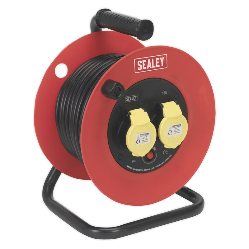 Sealey Cable Reel 25m 2 x 110V 1.5mmï Heavy-Duty Thermal Trip CR12515 Sealey - Dynamic Drive