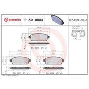 Brembo 4 x Rear Brake Pad Set fits Chevrolet Aveo 2013 on 1.4
