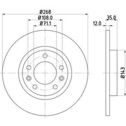 Mintex 2 x Solid Rear Brake Discs MDC2608-x2