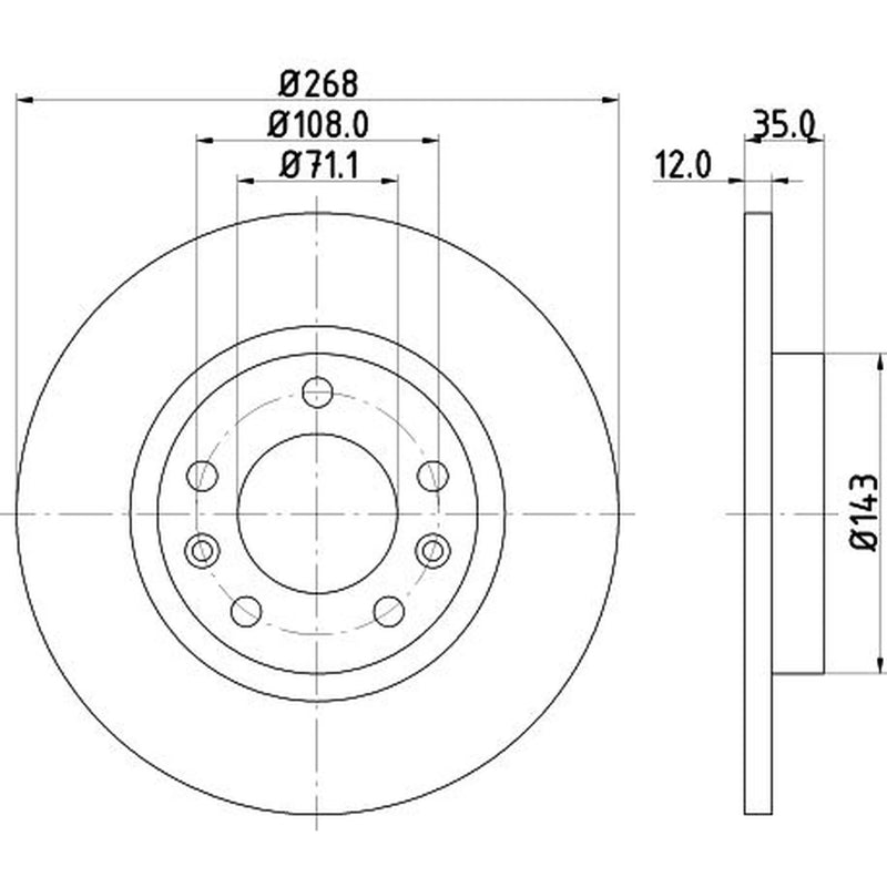 Mintex 2 x Solid Rear Brake Discs MDC2608-x2