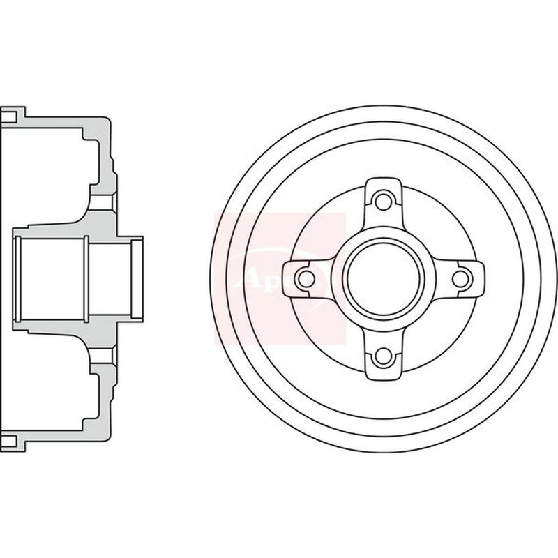 Apec Brake Drum Assembly Rear fits Opel Corsa C 2000-2009 1.0 1.2 1.3 1.4 1.7