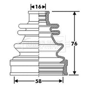 Borg & Beck Drive Shaft Bellow Kit transmission sided BCB6302