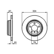 Bosch 2 x Vented Brake Discs fits BMW 7 2001-2008