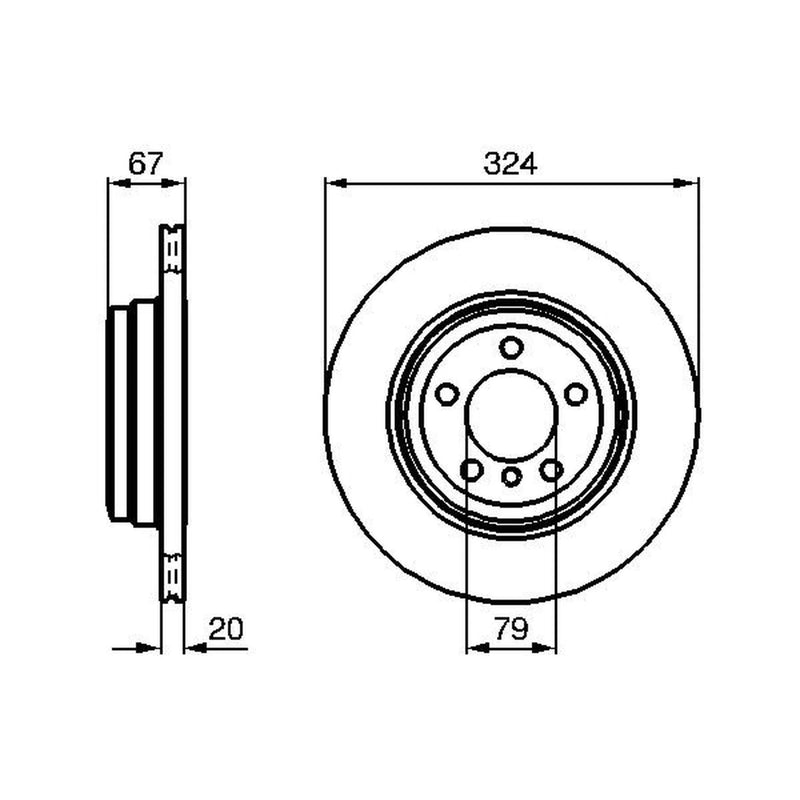 Bosch 2 x Vented Brake Discs fits BMW 7 2001-2008