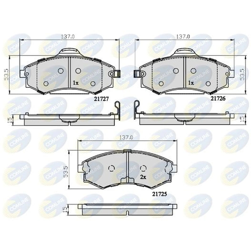 Comline 4 x Front Brake Pad Set fits Daewoo Korando 1999-2001 2.3