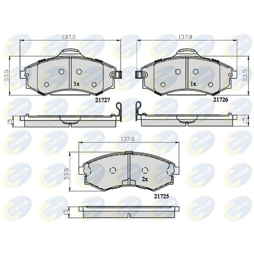 Comline 4 x Front Brake Pad Set fits Daewoo Korando 1999-2001 2.3