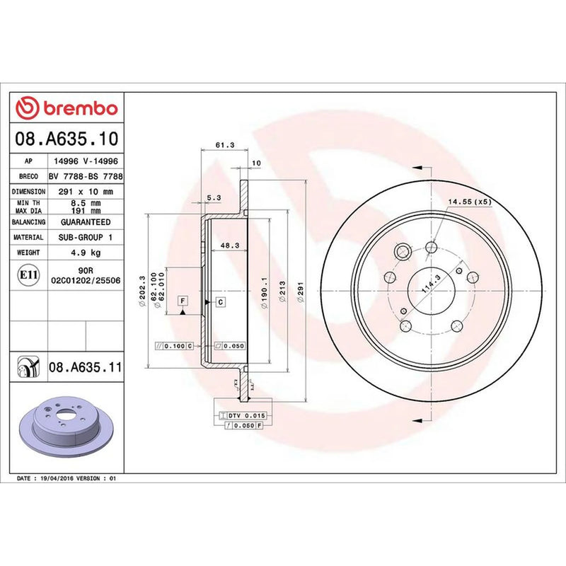 Brembo Rear Brake Solid Discs & Pads fits Lexus Is III 2013-2020
