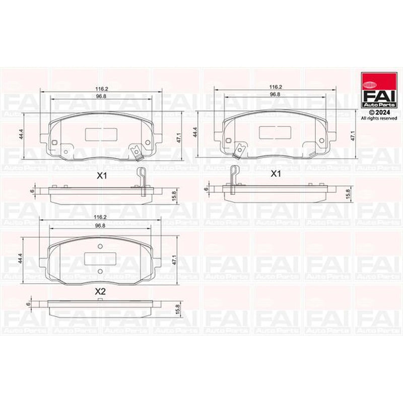 FAI Front Brake Pad Set fits Hyundai I10 I 2007-2013 1.0 1.1 1.2