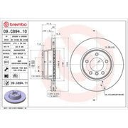 Brembo 2 x Internally Vented Brake Discs fits BMW 5 2003-2010