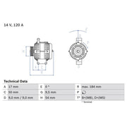 Bosch Car Alternator 12V 0 986 083 280