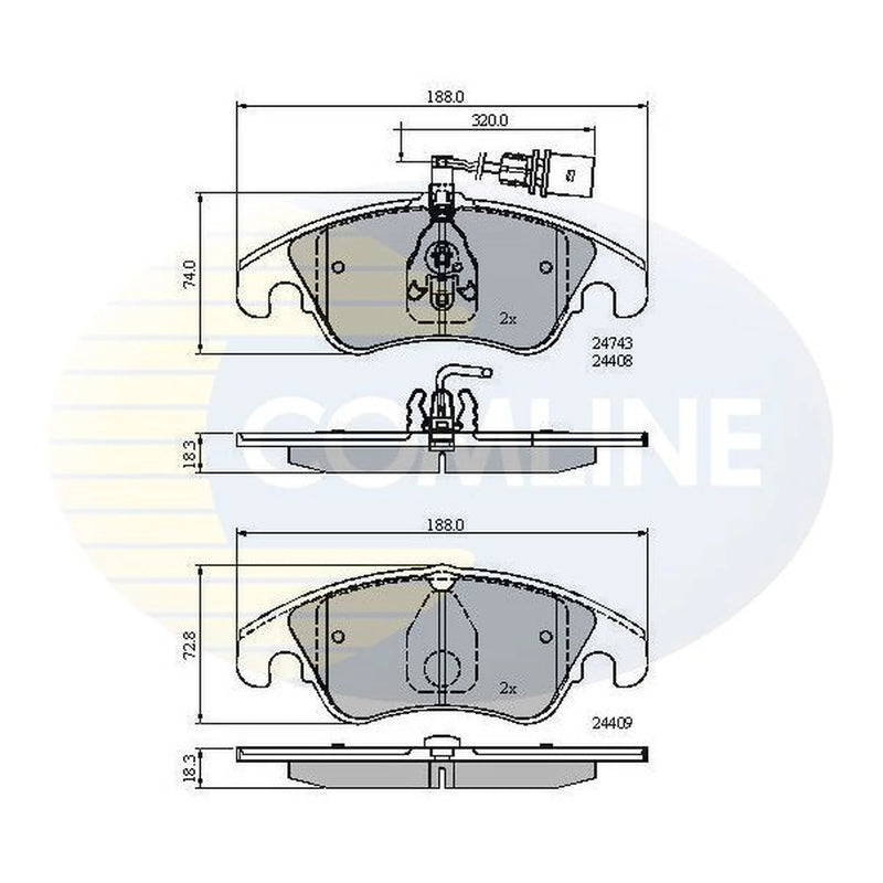 Comline 4 x Front Brake Pad Set fits Audi A4 Allroad B8 2009-2016 2.0 3.0