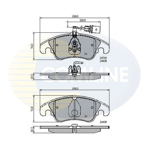 Comline 4 x Front Brake Pad Set fits Audi A4 Allroad B8 2009-2016 2.0 3.0