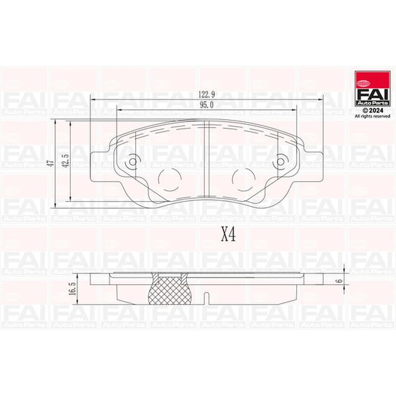 FAI Front Brake Pad Set fits Citroën C1 2005-2014 1.0 1.4