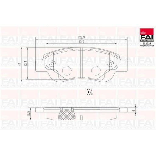 FAI Front Brake Pad Set fits Citroën C1 2005-2014 1.0 1.4