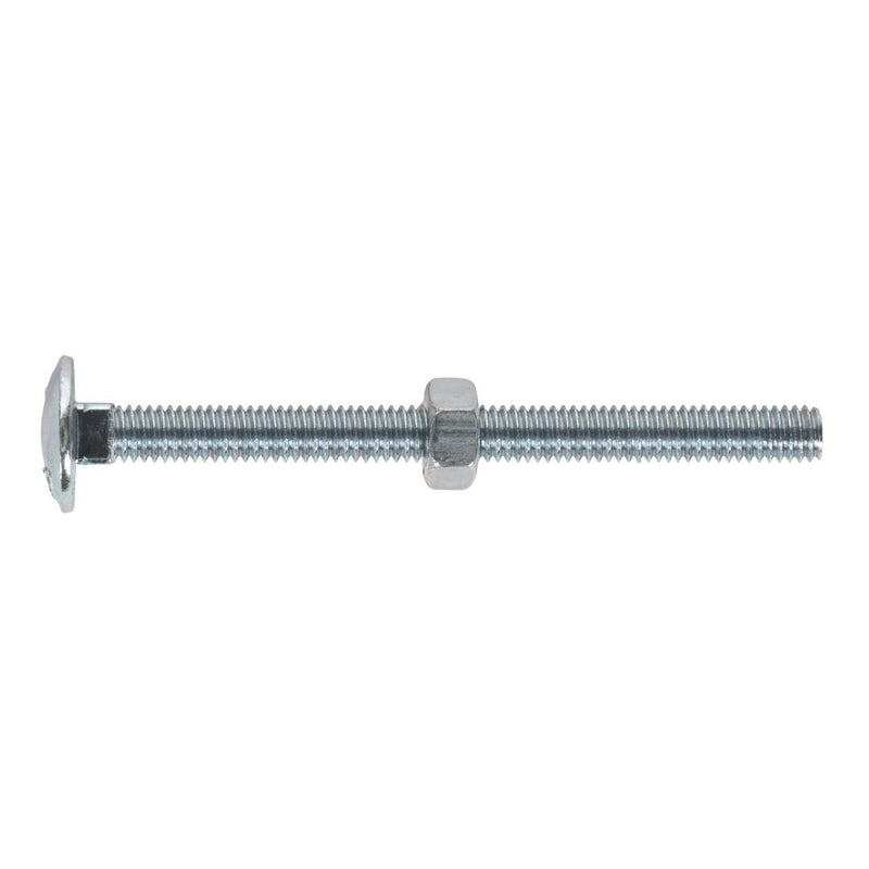 Sealey Coach Bolt & Nut DIN 603 M6 x 75mm Zinc Pack of 100 CBN675 Sealey - Dynamic Drive