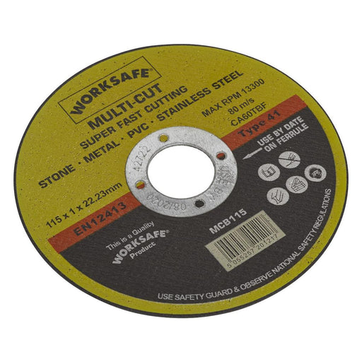 Sealey Multipurpose Cutting Disc115 x 1.6 x22mm Bore Pack of 50 MCB115/50 Sealey - Dynamic Drive