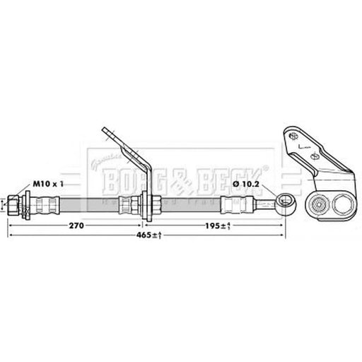 Borg & Beck Brake Hydraulic Hose Line Front Right BBH6742