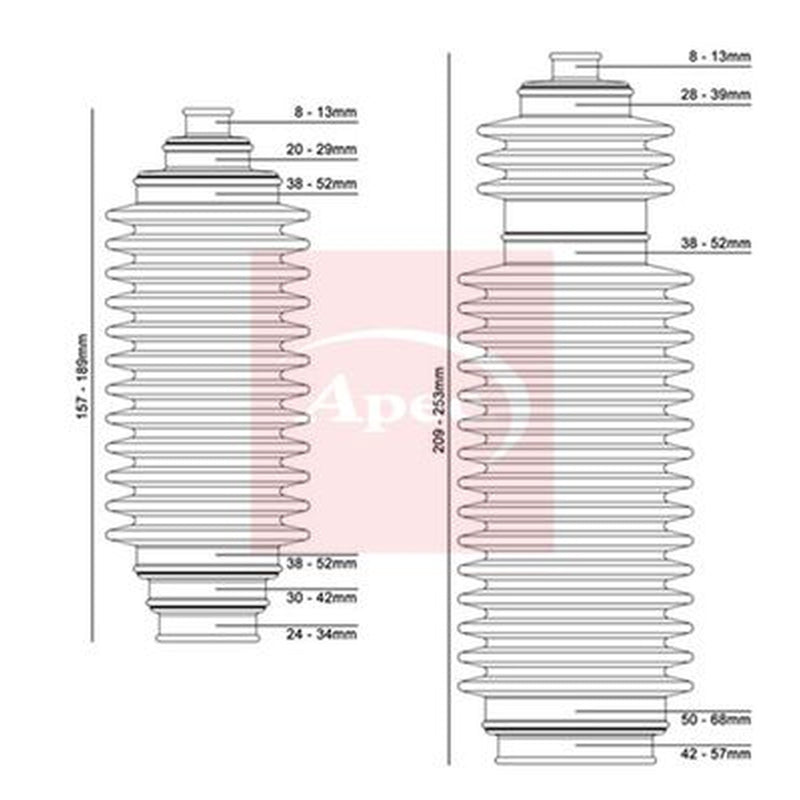 Apec Steering Bellow Kit Front fits Citroën Xm 1989-2000 2.0 2.1 2.5 3.0