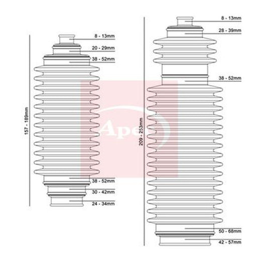 Apec Steering Bellow Kit Front fits Citroën Xm 1989-2000 2.0 2.1 2.5 3.0