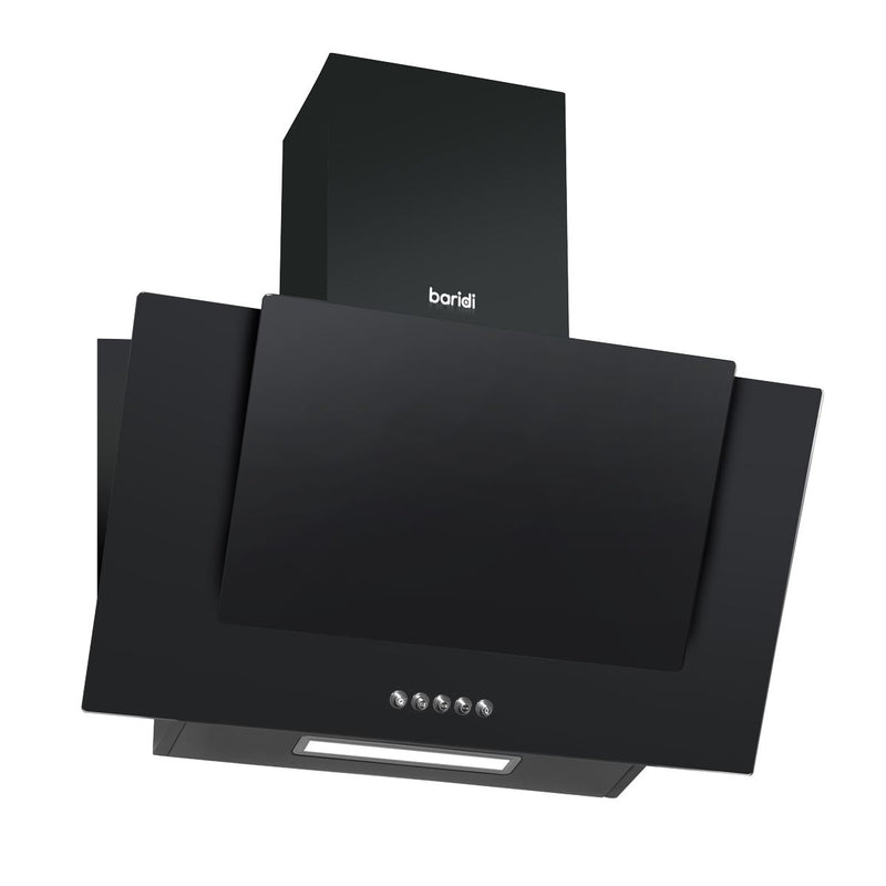 Baridi Angled Chimney Cooker Hood with Carbon Filters & LED Lamp - Black Glass Baridi - Dynamic Drive