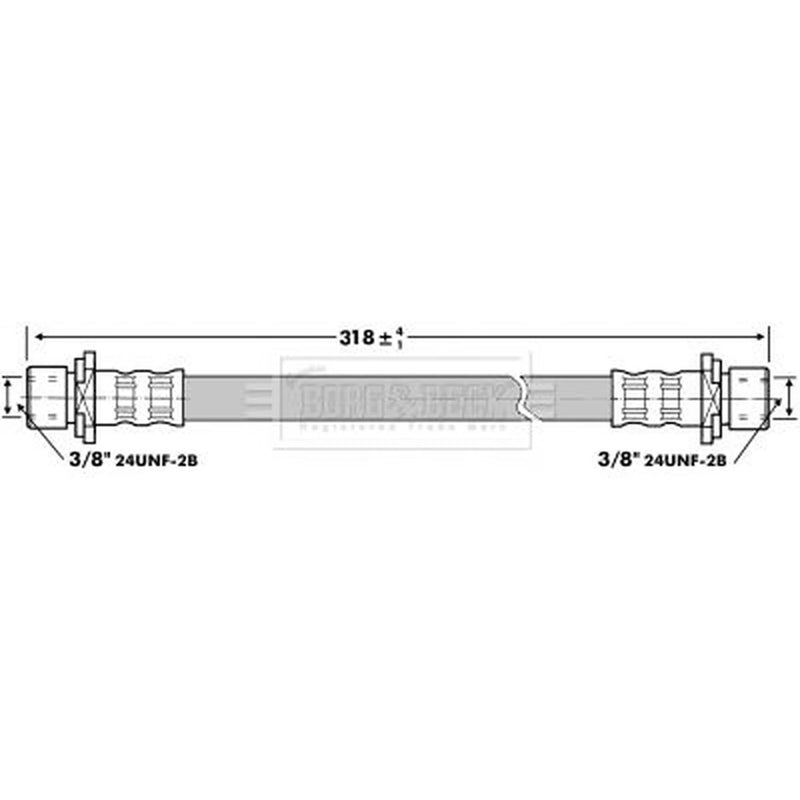 Borg & Beck Brake Hydraulic Hose Line Rear Right BBH6864