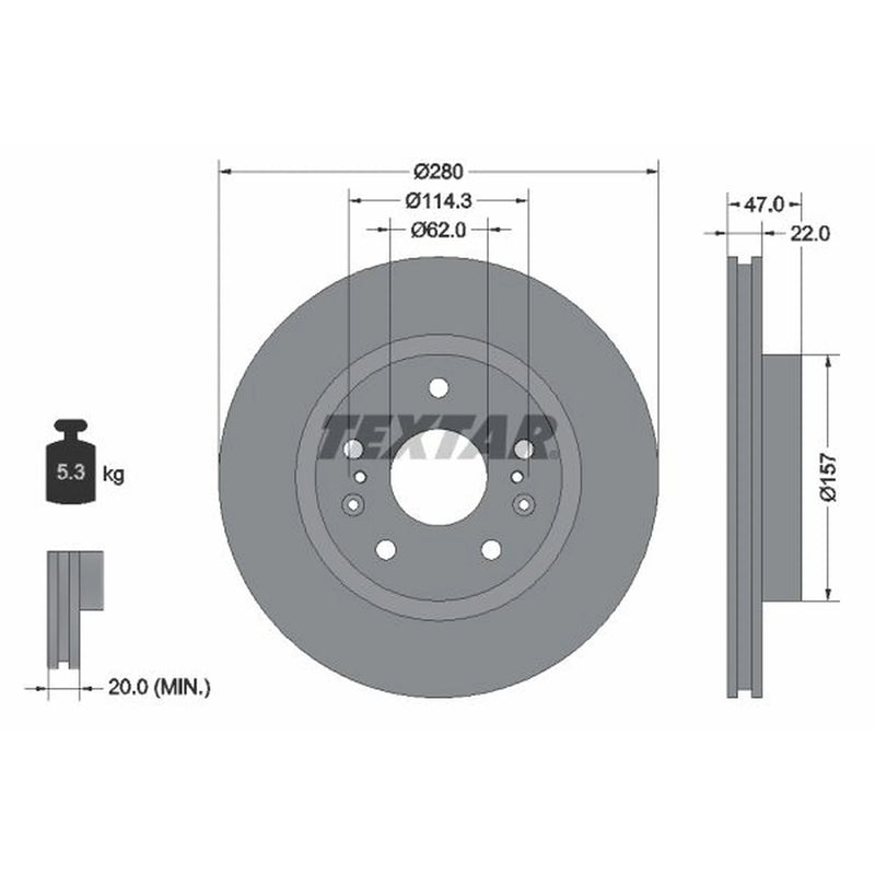 Textar 2 x Vented Front Brake Discs 92268303-x2