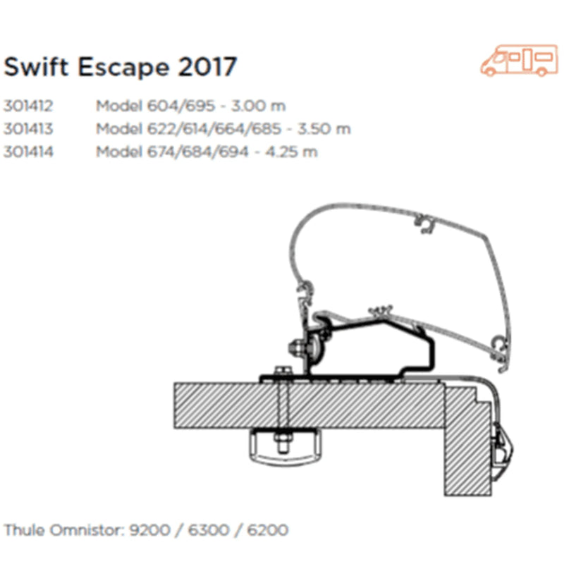 Thule AWNING ADAPTOR FOR SWIFT ESCAPE - SWIFT ESCAPE 2017 3.00m - 301412
