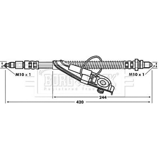 Borg & Beck Brake Hydraulic Hose Line Front Right BBH6755