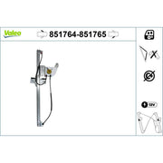 Valeo Electric Window Regulator Lifter Left Fr 851764