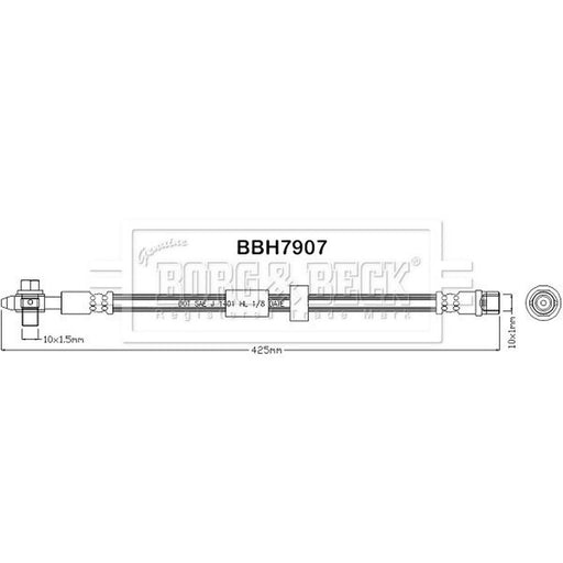 Borg & Beck Brake Hydraulic Hose Line Front Right BBH7907