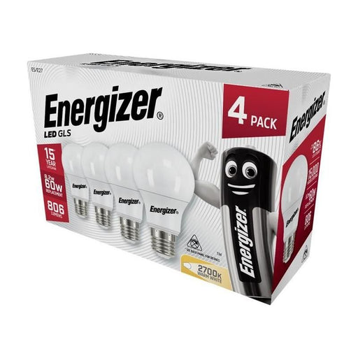 Energizer® LED ES (E27) Opal GLS Non-Dimmable Bulb, Warm White 806 lm 8.2W (Pack 4) Energizer® - NN4 Online