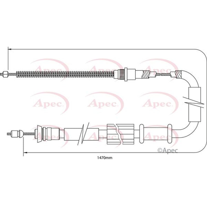 Apec Handbrake Cable Right Rear fits Fiat Punto 1993-2000 1.1 1.2 1.6 1.7