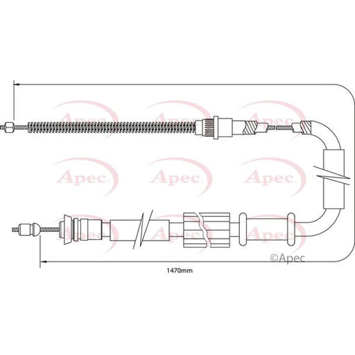 Apec Handbrake Cable Right Rear fits Fiat Punto 1993-2000 1.1 1.2 1.6 1.7