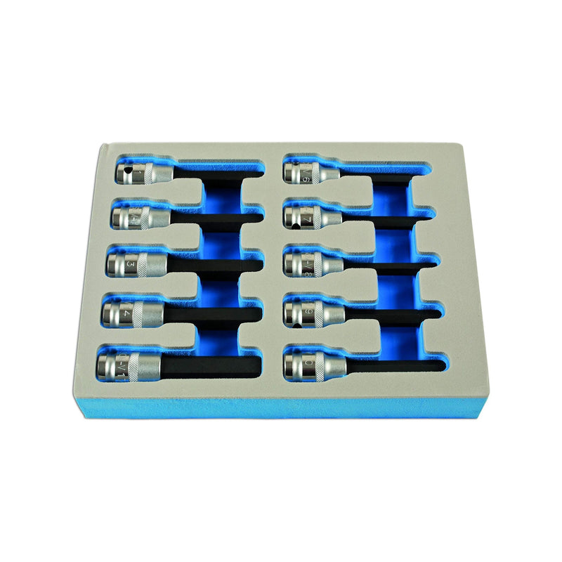 Laser Long Hex Socket Bit Set 1/2"D 10pc 7162 Laser - Dynamic Drive