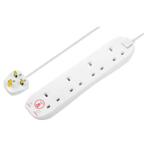 Masterplug Extension Lead 240V 4-Gang 13A White Surge Protected 2m Masterplug - Dynamic Drive