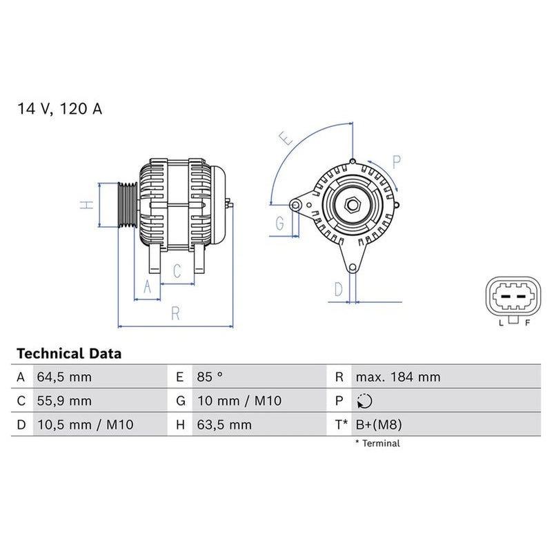 Bosch Car Alternator 12V 0 986 085 810