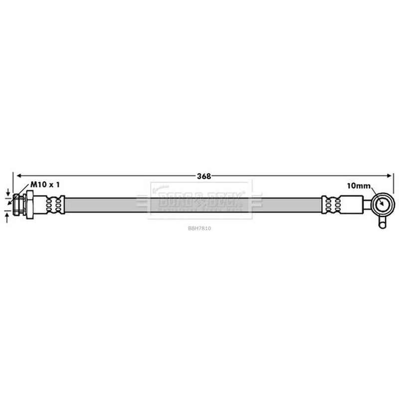 Borg & Beck Brake Hydraulic Hose Line Front Left BBH7810