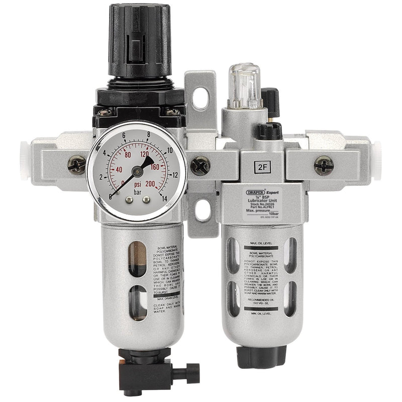 Draper 1/4" BSP Combined Filter/Regulator/Lubricator Unit (FRL) 24326 Draper - Dynamic Drive