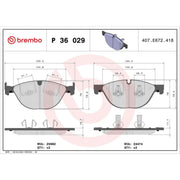 Brembo 4 x Front Brake Pad Set fits Jaguar F-Type 2012-2017 2.0 3.0 5.0