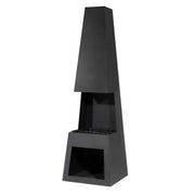Dellonda Outdoor Chiminea Fireplace Fire Pit Heater Firewood Storage Black Steel Dellonda  - Dynamic Drive