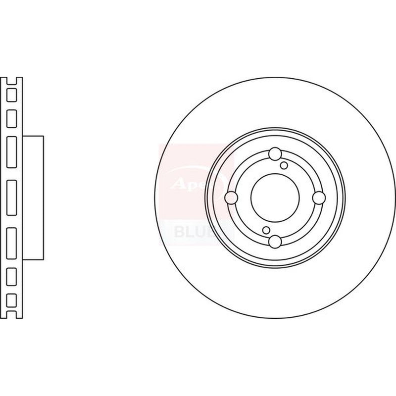 Apec 2 x Vented Brake Discs fits Toyota Corolla 2000-2007 1.4 1.8 2.0