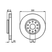 Bosch 2 x Vented Brake Discs fits Alfa Romeo 166 1998-2007 2.0 2.4